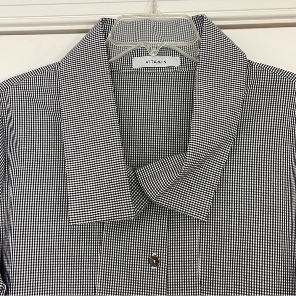 Vitamin A Black and White Gingham Button-Down Shirt - Picture 2 of 7